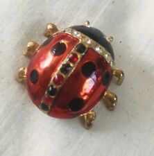 Vintage Sparkly Red Enamel Cute Lady Bug Brooch  80's, used for sale  Shipping to South Africa