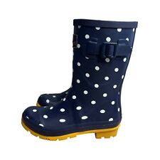 Used, NWT Joules Molly Welly Navy Yellow Polka Dot Rain Boot Rubber Gumboot Pull On 5 for sale  Shipping to South Africa