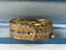 Vintage 9ct Gold Front & Back Bracelet Bangle Wide 375 Henry Griffiths & Sons for sale  Shipping to South Africa