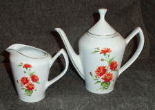 Bule e tampa floral de porcelana Pozzani com creme alto correspondente feito no Brasil comprar usado  Enviando para Brazil