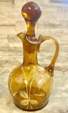 Vidro boêmio antigo esmalte soprado à mão garrafa jarro cruet pontil âmbar, usado comprar usado  Enviando para Brazil