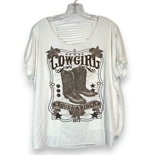 Camisa Vocal Túnica Média Western Bling Sexy Cowgirl Cowboy Botas Corte Laser Branco comprar usado  Enviando para Brazil