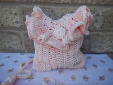 Crocheted pink bag for sale  SHEFFIELD
