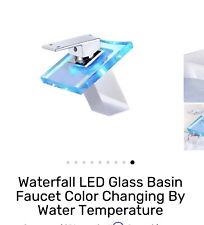 Waterfall LED Glass Basin Faucet Color Changing By Water Temperature. for sale  Shipping to South Africa