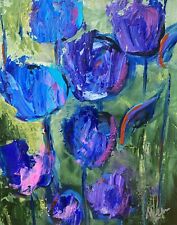 CLAIRE MCELVEEN ORIGINAL ART  THICK COLORFUL  PAINT STROKES OOAK PAINTING SIGNED for sale  Shipping to Canada