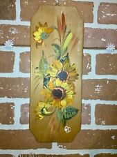 Usado, Placa de madeira vintage pintada à mão retrô cozinha flores feitas à mão amarela anos 70 comprar usado  Enviando para Brazil