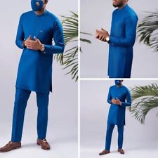 Roupas masculinas ternos sociais colarinho kaftan e calça duas peças (M-4XL) comprar usado  Enviando para Brazil