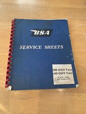 Bsa service sheets for sale  NORWICH