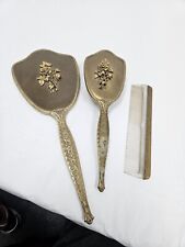 Vintage MATSON GOLD-Tone  Floral Mirror Brush & Comb Vanity Set for sale  Shipping to South Africa