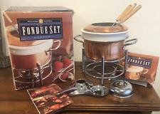 Williams Sonoma Ruffoni Fondue Pot Copper Porcelain & Burner Italy, used for sale  Shipping to South Africa