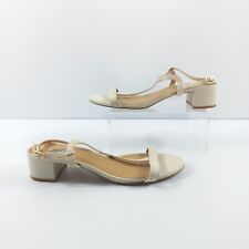 Sandalias Arezzo Blanco Crema Tacón de Bloque Hebilla Zapatos Verano Informal Talla UK 6 segunda mano  Embacar hacia Argentina