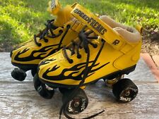 Patines de ruedas ROCK SPEED FREAKS amarillos con llamas negras talla 6 agarre seguro segunda mano  Embacar hacia Argentina
