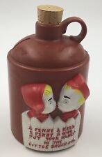 Cofrinho vintage novidade jarro marrom pequeno com beijo menina e menino, usado comprar usado  Enviando para Brazil