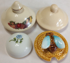 Lote misto vintage de tampas de cerâmica de porcelana pintadas à mão floral abelha mel comprar usado  Enviando para Brazil