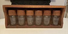 Vintage 1970s Teak Spice Rack With Glass Jars Retro Free Standing / Wall Mounted, used for sale  Shipping to South Africa