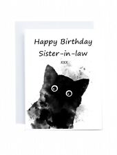 Tarjeta de cuñada feliz cumpleaños, tarjeta de gato negro Peeking, tarjeta de 5x7 pulgadas, regalo segunda mano  Embacar hacia Argentina