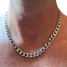 Collana catena in acciaio inox da uomo donna maglia cubana lunga 50 cm 10 mm rap usato  Scandicci