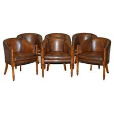 Usado, SILLONES CLUB DE BAÑERA DE CUERO MARRÓN DE SEIS MANOS THOMAS CHIPPENDALE CHESTERFIELD segunda mano  Embacar hacia Mexico