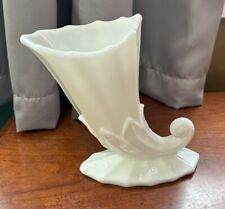 Used, VINTAGE WHITE MILK GLASS  CORNUCOPIA FOOTED VASE for sale  Shipping to South Africa