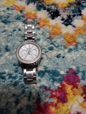 Used, Fossil Women's Stainless Steel Silver Chronograph Watch Iridescent Face Crystals for sale  Shipping to South Africa