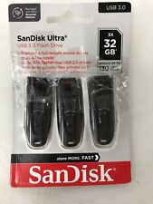 Używany, SanDisk 32GB 3-pak Ultra USB 3.0 Flash Drive (3x32GB) - SDCZ48-032G-GAM46T na sprzedaż  PL