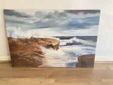 Used, Vtg Original Ocean Seascape Painting California Canvas Waves Signed 23 3/4 x 36” for sale  Shipping to Canada