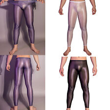 Men Glossy Workout Yoga Stretch Compression Pants Transparent Lingerie Nightwear, used for sale  Shipping to South Africa