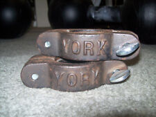 2 vtg YORK BARBELL EZ CURL BAR COLLARS BODYBUILDING Fitness gym STRONGMAN Biceps for sale  Shipping to South Africa