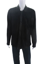Camisa masculina Moshers de couro com gola longa manga abotoada preta tamanho G, usado comprar usado  Enviando para Brazil