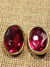 Vintage  Signed SAL Swarovski Red Crystal Clip On Earrings Large 1.33"  for sale  Shipping to South Africa
