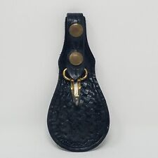 Vtg Heavy Duty Black Leather Duty Belt Loop Key Holder Metal  Brass Snaps Clasp  for sale  Shipping to South Africa