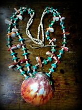 Santo Domingo Spondylus Necklace Red Native American Shell Heishi Turquoise Vtg# for sale  Shipping to South Africa