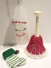 Sino de crochê vintage de Natal, trio de vidro fiado e mini enfeite de meia comprar usado  Enviando para Brazil