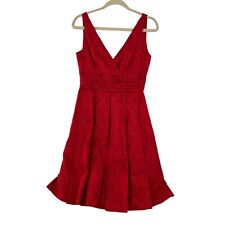 Vestido vermelho Theia 4 estampado jacquard vermelho coquetel fit flare casamento feriado comprar usado  Enviando para Brazil