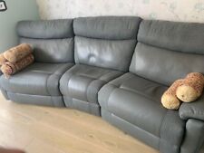 4 Seater Curved Sofa, Ralph Eco Leather Stone Grey/Fabric Charm Stone Grey for sale  THORNTON HEATH