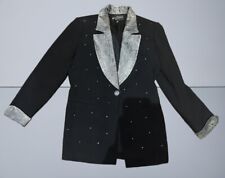 Blazer feminino Eva Polini Couture 12 vintage strass elegante preto EUA comprar usado  Enviando para Brazil