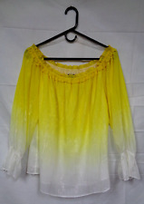 Blusa feminina I-N-C INTERNATIONAL CONCEPT amarela e branca ombre ~ GG comprar usado  Enviando para Brazil