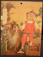 Quebra-cabeça vintage de bandeja com quadro de bicicleta para cachorro e menina Collie comprar usado  Enviando para Brazil