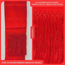 "Chal ROJO Color Rebozo Típico Mexicano Rebozo o Chalina 94"" x 24.5"" segunda mano  Embacar hacia Argentina