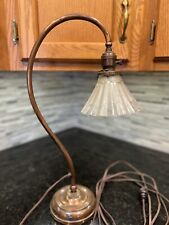 VTG Victorian Copper Goose Neck Desk Lamp Etched Glass Shade Gas Conversion 1/1 for sale  Shipping to South Africa