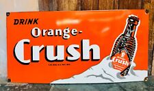 Rare Vintage Porcelain Drink Orange Crush 36 x 18 Inches Advertising Enamel Sign for sale  Shipping to South Africa