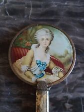 ANTIQUE PORCELAIN COLONIAL LADY GOLD TONED HAND MIRROR W/BEVELED GLASS SO PRETTY for sale  Shipping to South Africa