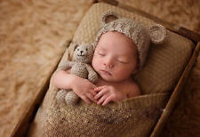 Newborn Baby Girl Boy Photography Prop Photo Crochet Knit Costume Bear Hat Set, used for sale  Shipping to South Africa