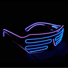 PINFOX Shutter EL Wire Neon Glasses Flashing LED Purple-Blue EDM Music Festival, used for sale  Shipping to South Africa