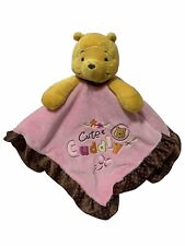 Winnie The Pooh Lovey Baby Security Blanket Pink Satin Brown Trim Cute & Cuddly, used for sale  Shipping to South Africa