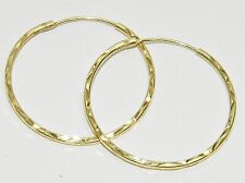9ct Yellow Gold on Silver Diamond Cut Sleeper Hoop Earrings 15mm 20mm 25mm 30mm, used for sale  BIRMINGHAM