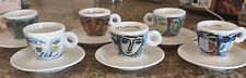 ILLY  SET OF 6 1994 “Faces of Italy” ESPRESSO CUP/SAUCERS 1994 SANDRO CHIA for sale  Shipping to South Africa