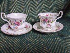 2 Royal Albert Bone China "Moss Rose" Tea Cups & Saucers for sale  Shipping to South Africa