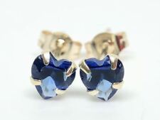Used, 9K SOLID YELLOW GOLD HEART CUT SAPPHIRE STUDS EARRINGS! for sale  Shipping to South Africa