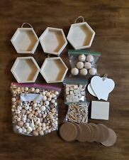 Wooden Crafting Supplies Assorted Lot Beads Shadowboxes Coasters Blocks & More  for sale  Shipping to South Africa